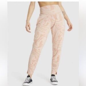 Gymshark Women's pink/Peach Patterned athletic Joggers with pockets